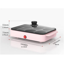 Mini Electric Breakfast Griddle with Divided Nonstick Pan & Glass Lid