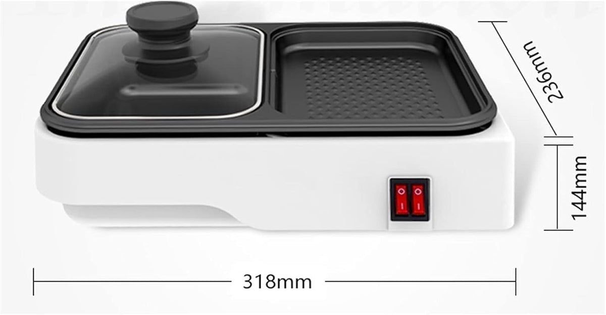 1.7L Electric Hot Pot with Divider & Glass Lid, 1000W