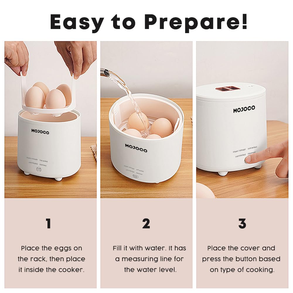 Mini Electric Egg Cooker with Auto Shut-Off & Alarm