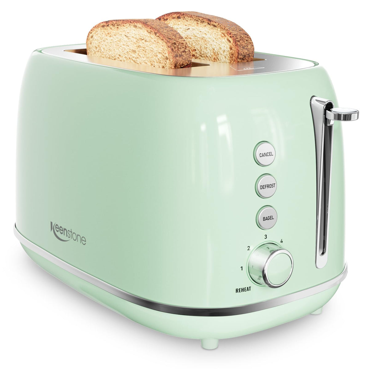 Retro 2-Slice Stainless Steel Toaster with 6 Browning Settings