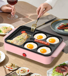 Mini Electric Breakfast Griddle with Divided Nonstick Pan & Glass Lid