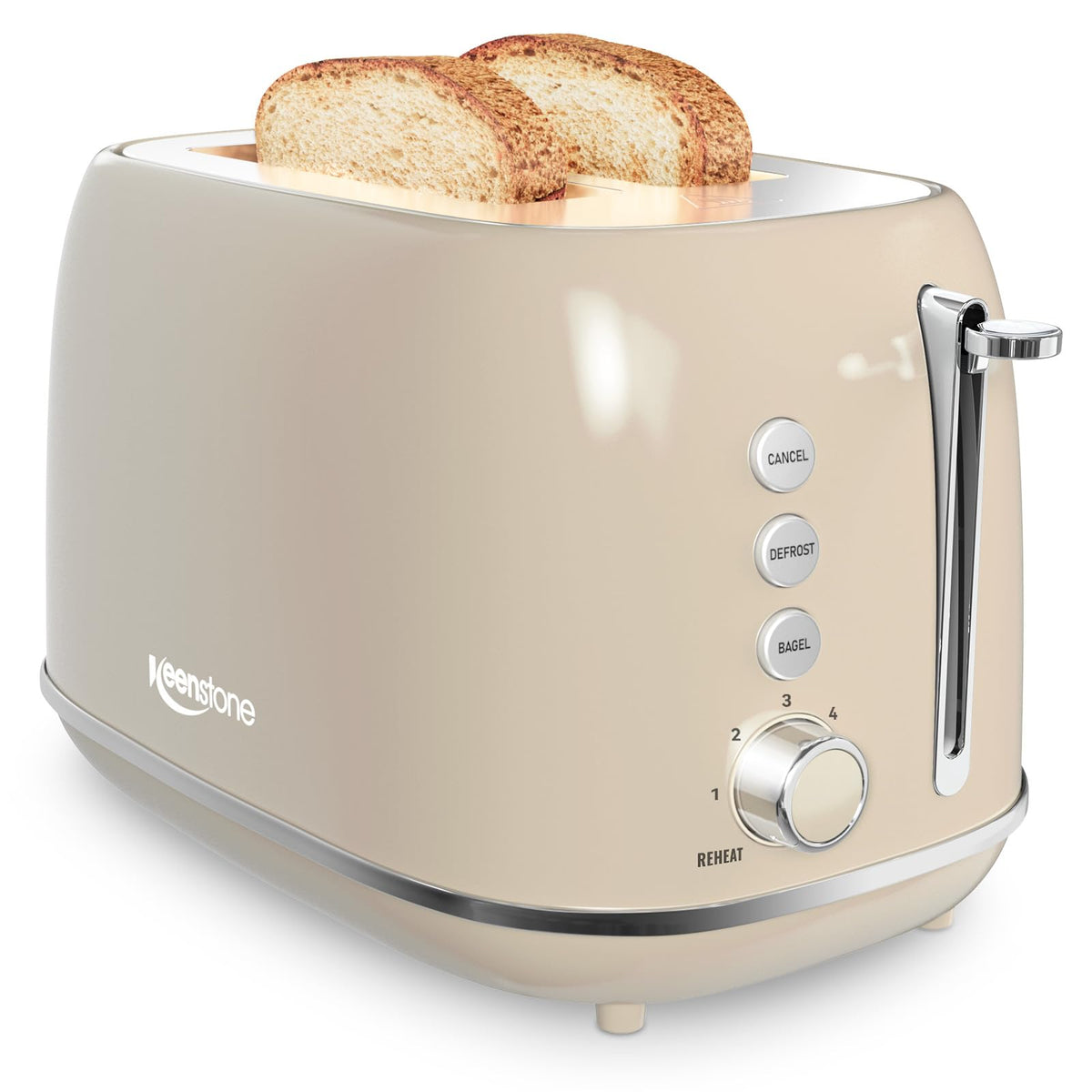 Retro 2-Slice Stainless Steel Toaster with 6 Browning Settings