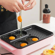 Mini Electric Breakfast Griddle with Divided Nonstick Pan & Glass Lid