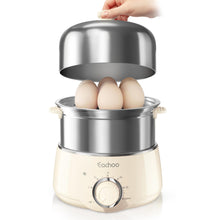 2-Tier Stainless Steel Egg Cooker & Vegetable Steamer with Timer