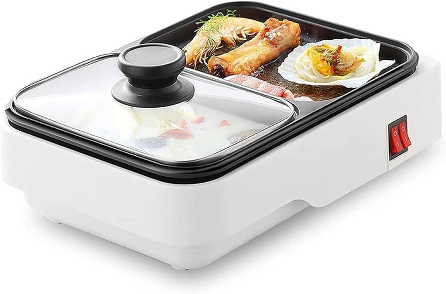 1.7L Electric Hot Pot with Divider & Glass Lid, 1000W