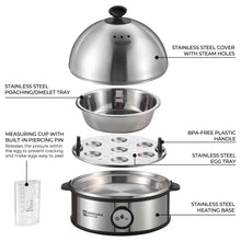 7-Egg Stainless Steel Electric Egg Cooker & Poacher, 360W