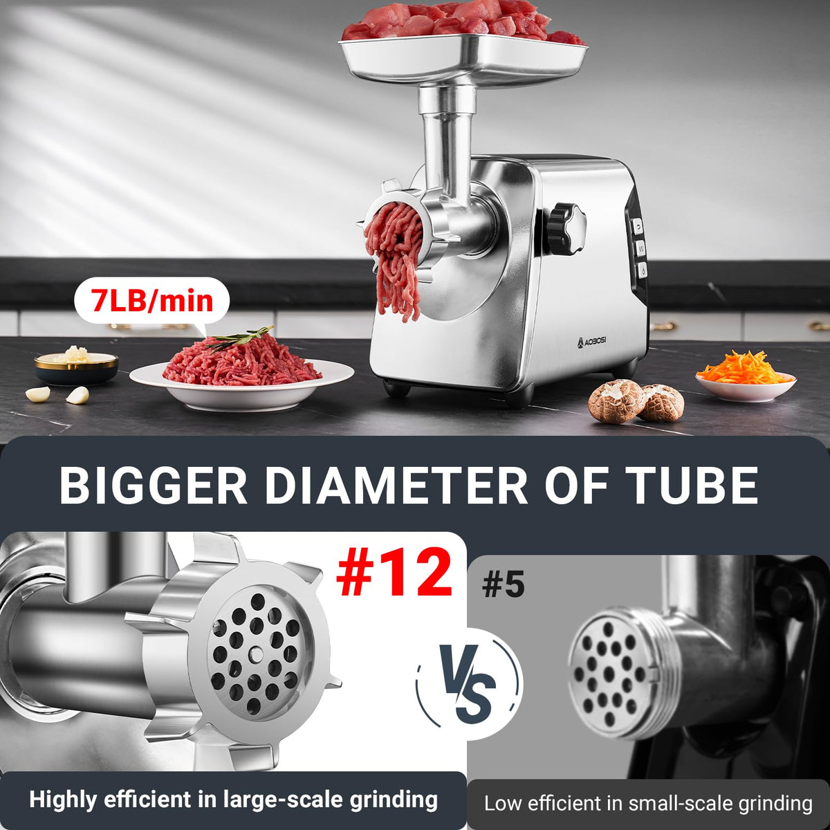 3000W Heavy-Duty Electric Meat Grinder with Sausage & Kubbe Attachments