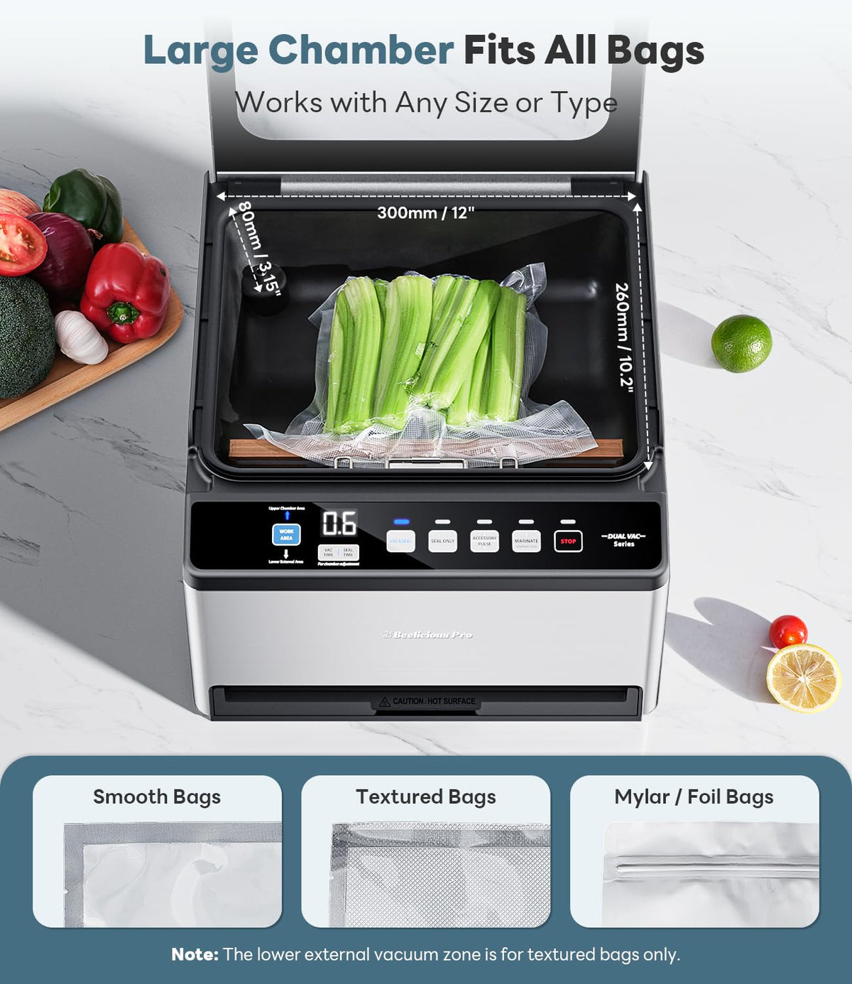 DualCore CVS101 Commercial Full-Automatic Chamber Vacuum Sealer with Dual Vacuum Zones