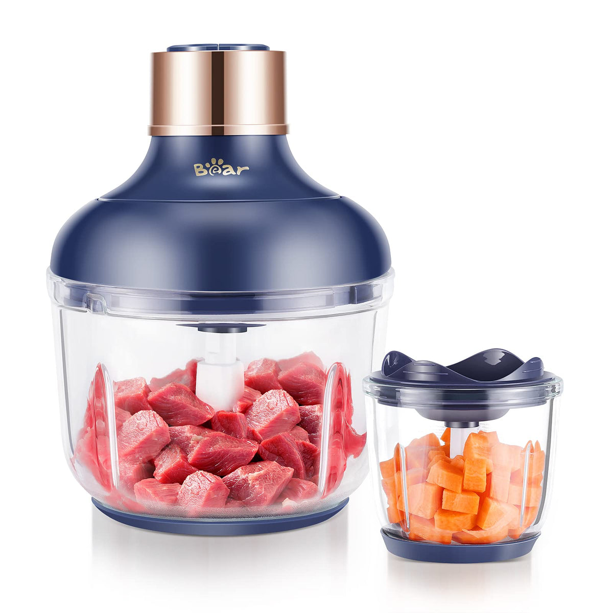 400W Electric Food Chopper with 2 Glass Bowls & 2 Speeds