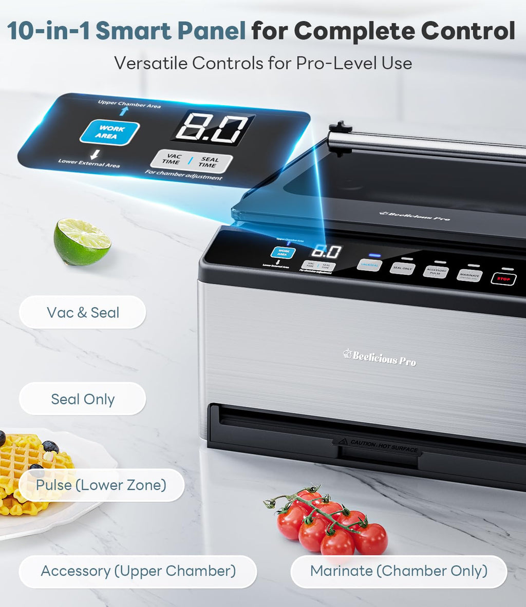 DualCore CVS101 Commercial Full-Automatic Chamber Vacuum Sealer with Dual Vacuum Zones