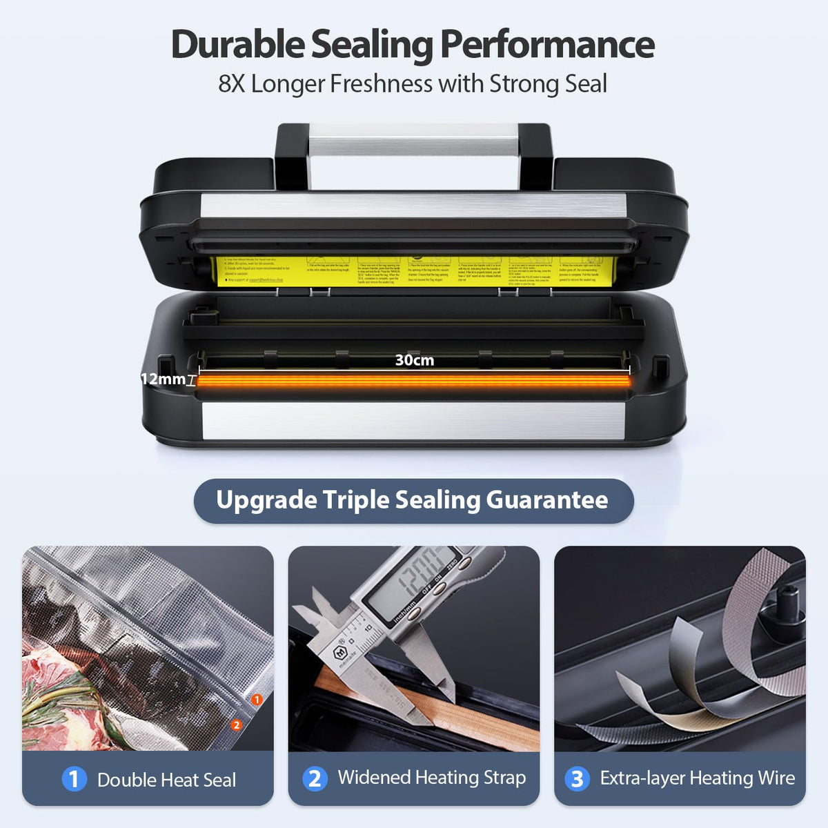 95kPa Vacuum Sealer with Double Pump & Dual Heat Seal