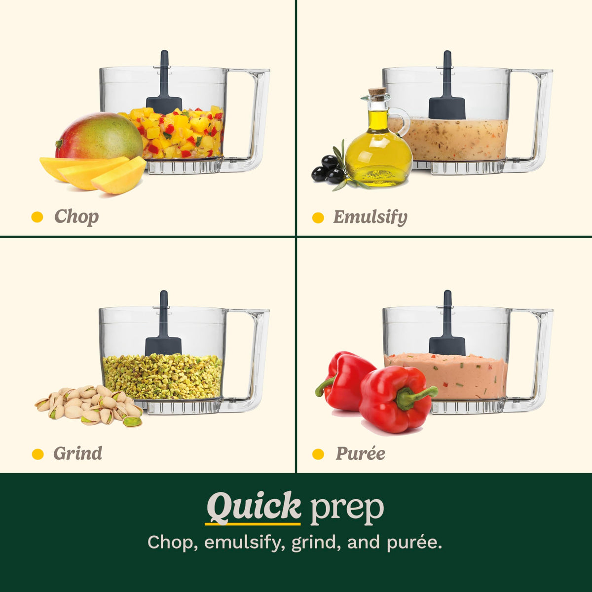 24oz Mini Food Processor with Reversible Stainless Steel Blade