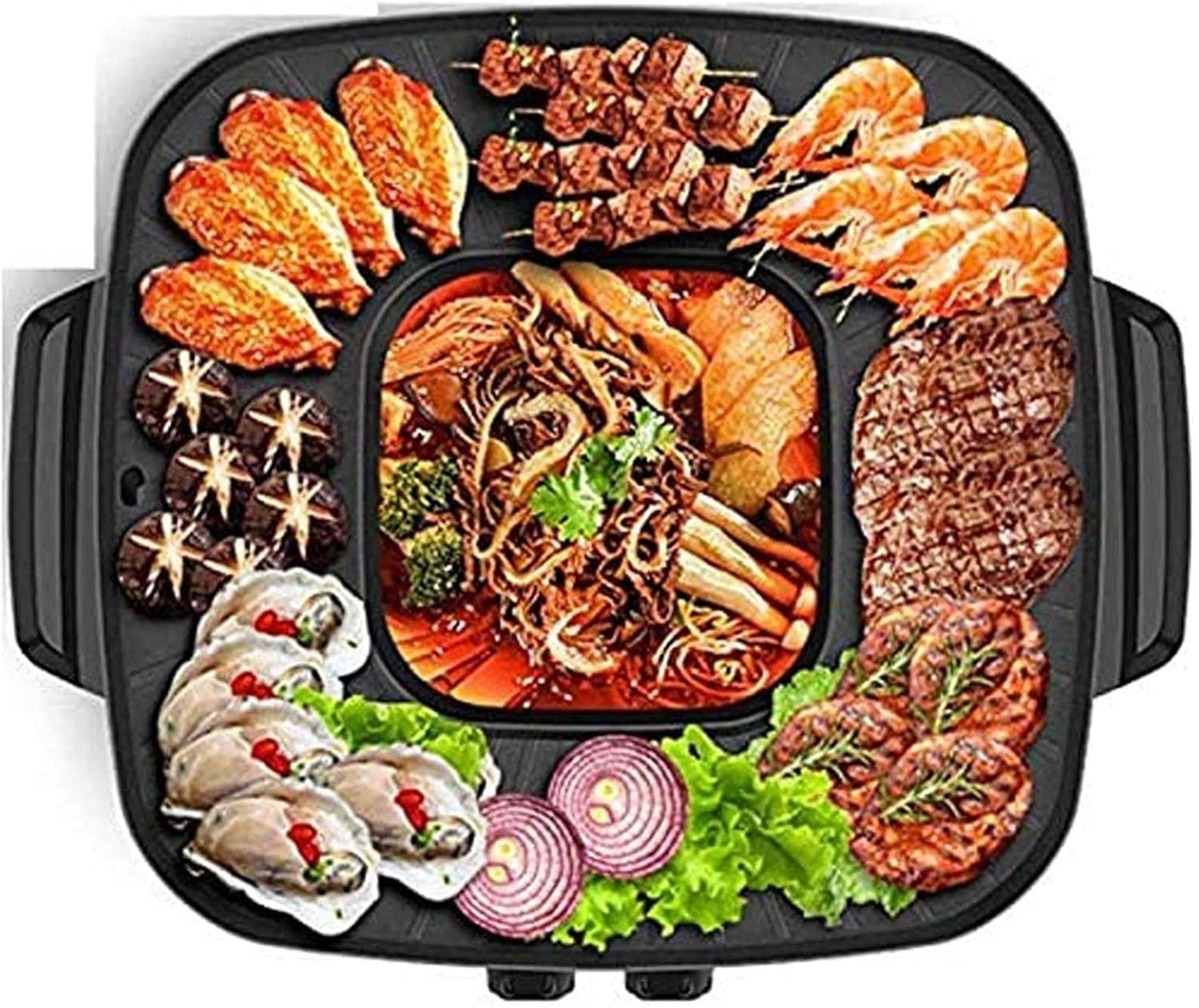 2-in-1 Smokeless Electric Grill & Hot Pot with Dual Temperature Control