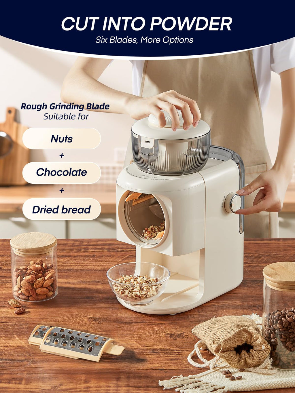 FOHERE Electric Cheese Grater, 6 in 1 Slicer Shredder for Kitchen