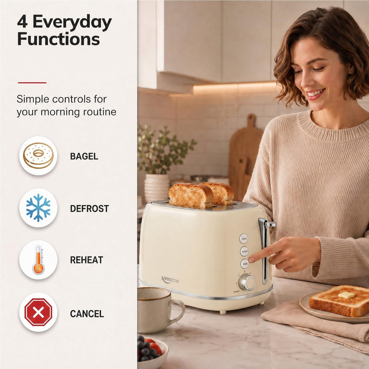 Retro 2-Slice Stainless Steel Toaster with 6 Browning Settings