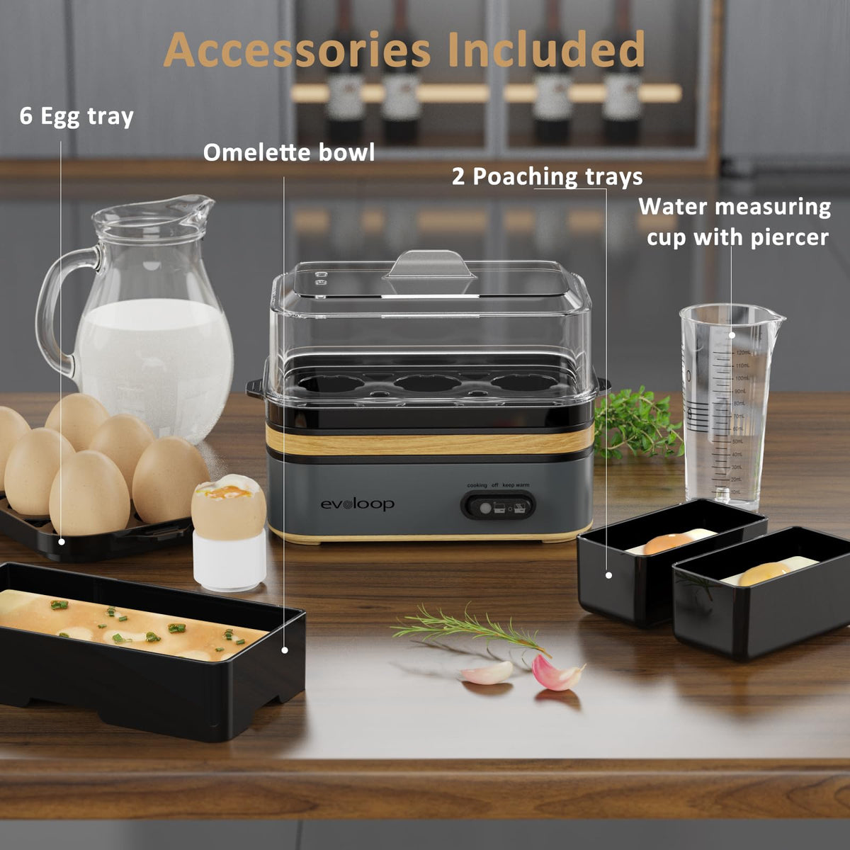 Evoloop Rapid Egg Cooker Electric 12 Eggs Capacity