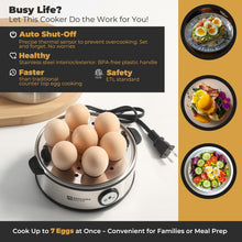 7-Egg Stainless Steel Electric Egg Cooker & Poacher, 360W