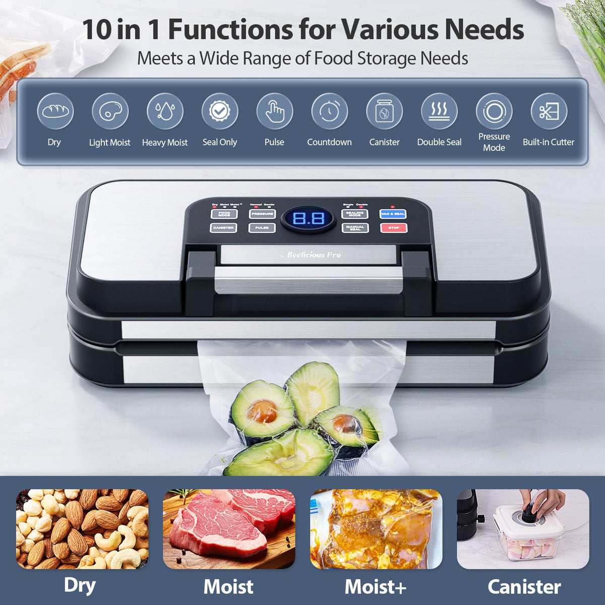95kPa Vacuum Sealer with Double Pump & Dual Heat Seal
