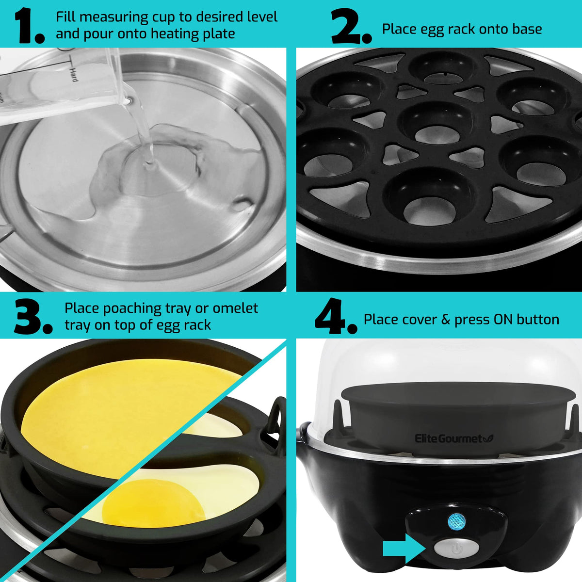 7-Egg Electric Cooker & Omelet Maker with Auto Shut-Off