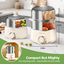 2-Tier Stainless Steel Egg Cooker & Vegetable Steamer with Timer