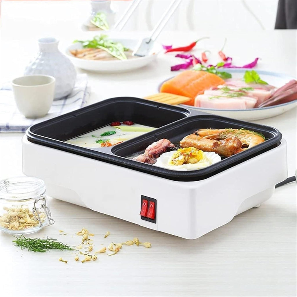 1.7L Electric Hot Pot with Divider & Glass Lid, 1000W