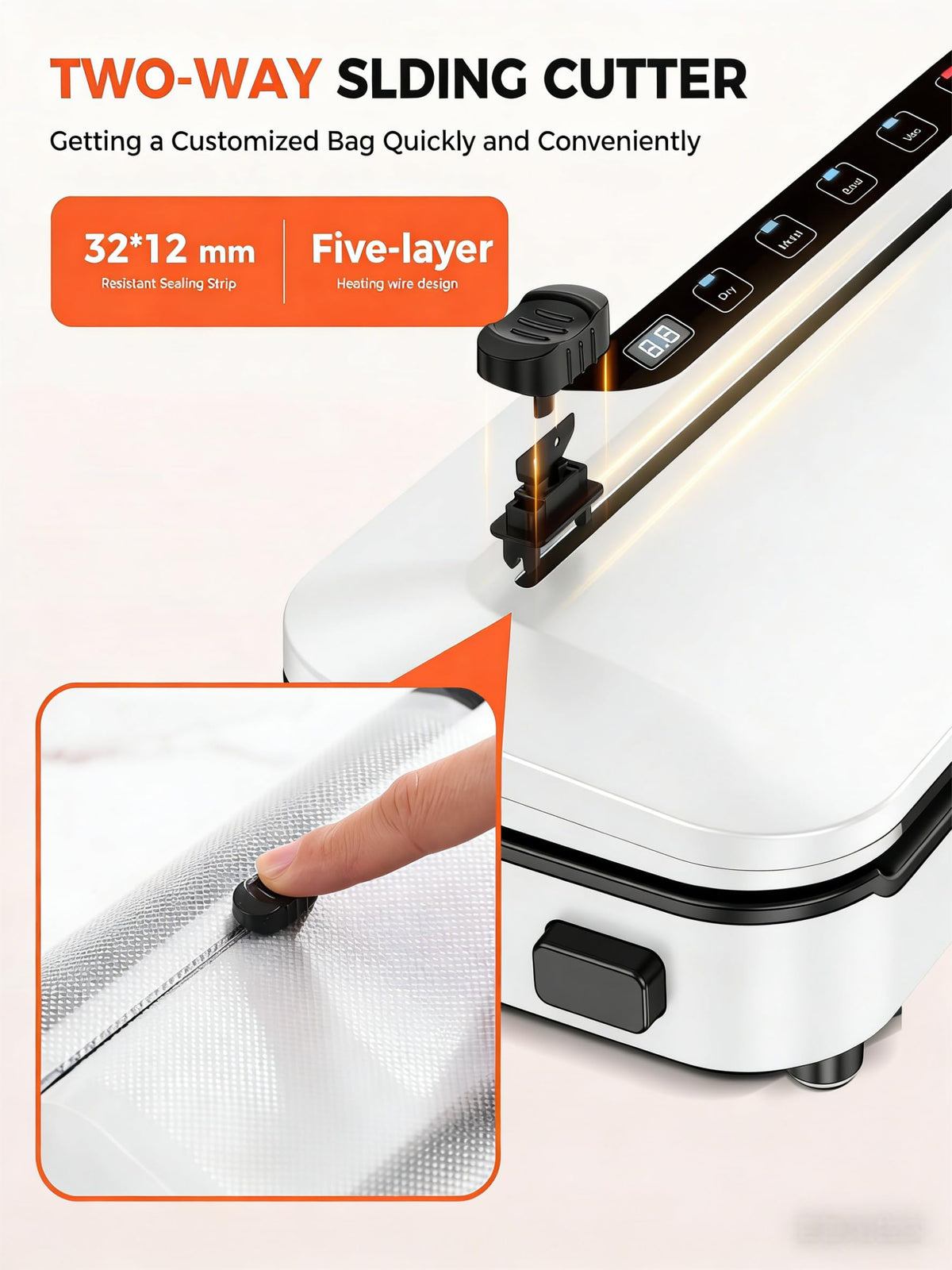 Vacuum Sealer Machine 75KPa, 6-in-1 Dry/Moist Modes, Digital Timer