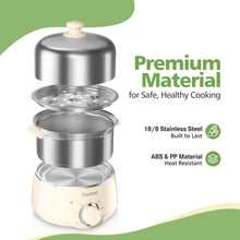 2-Tier Stainless Steel Egg Cooker & Vegetable Steamer with Timer