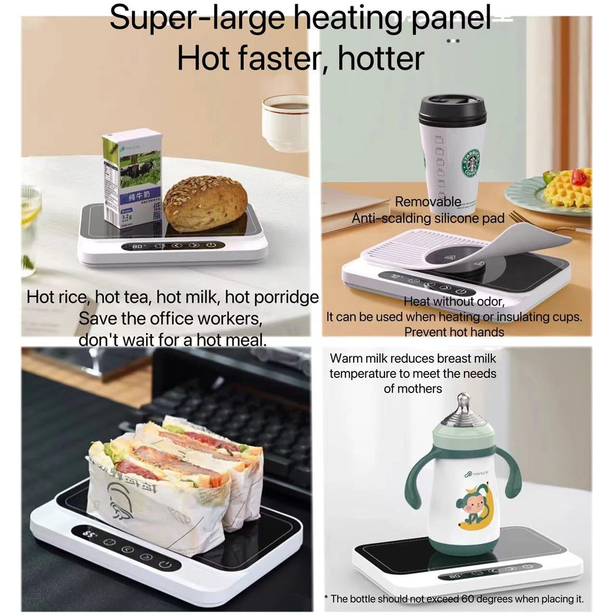 Electric Warming Tray & Mug Warmer with Constant Temperature