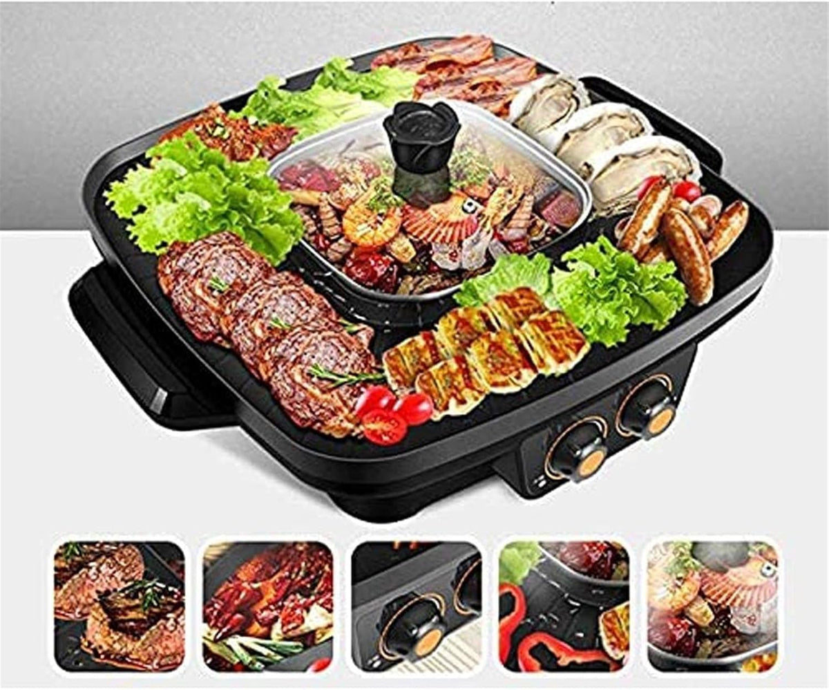 2-in-1 Smokeless Electric Grill & Hot Pot with Dual Temperature Control