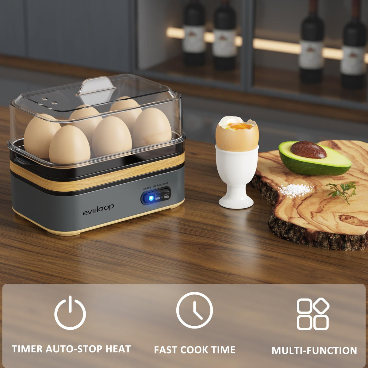 Evoloop Rapid Egg Cooker Electric 12 Eggs Capacity