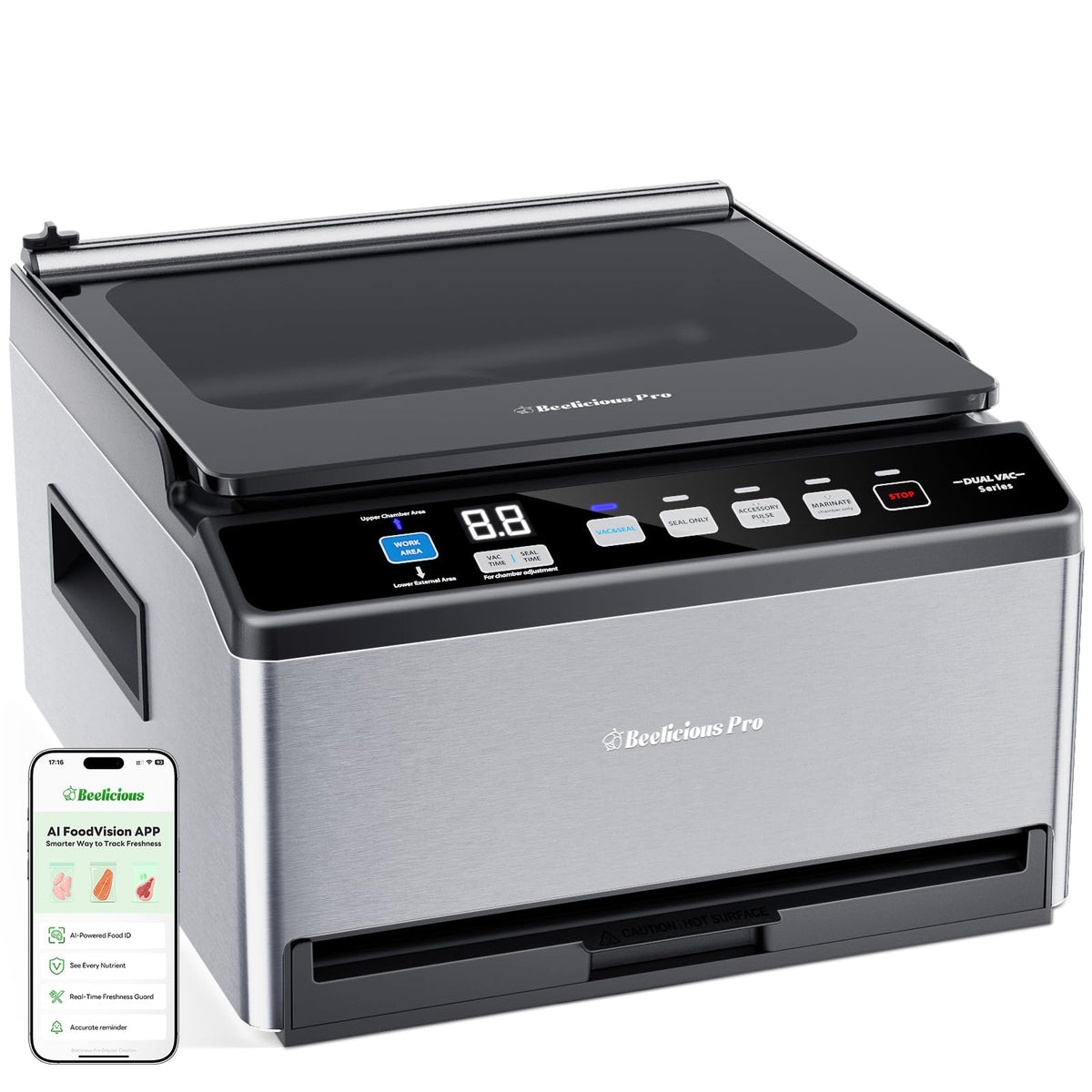 DualCore CVS101 Commercial Full-Automatic Chamber Vacuum Sealer with Dual Vacuum Zones
