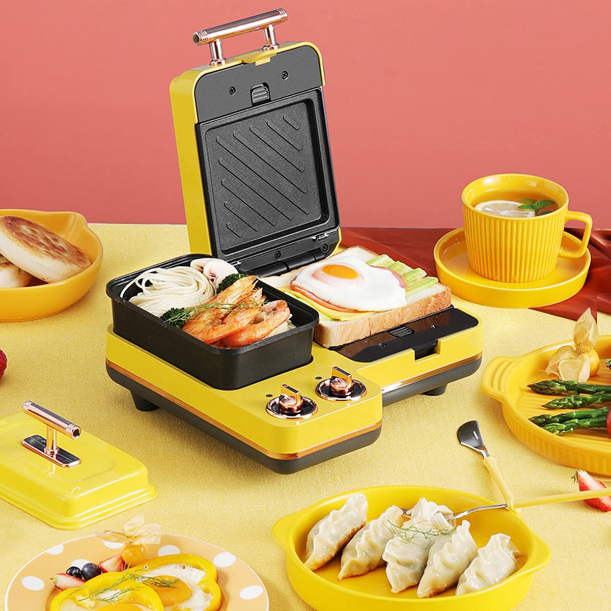 Multifunction Breakfast Maker for Waffles, Sandwiches & Pancakes