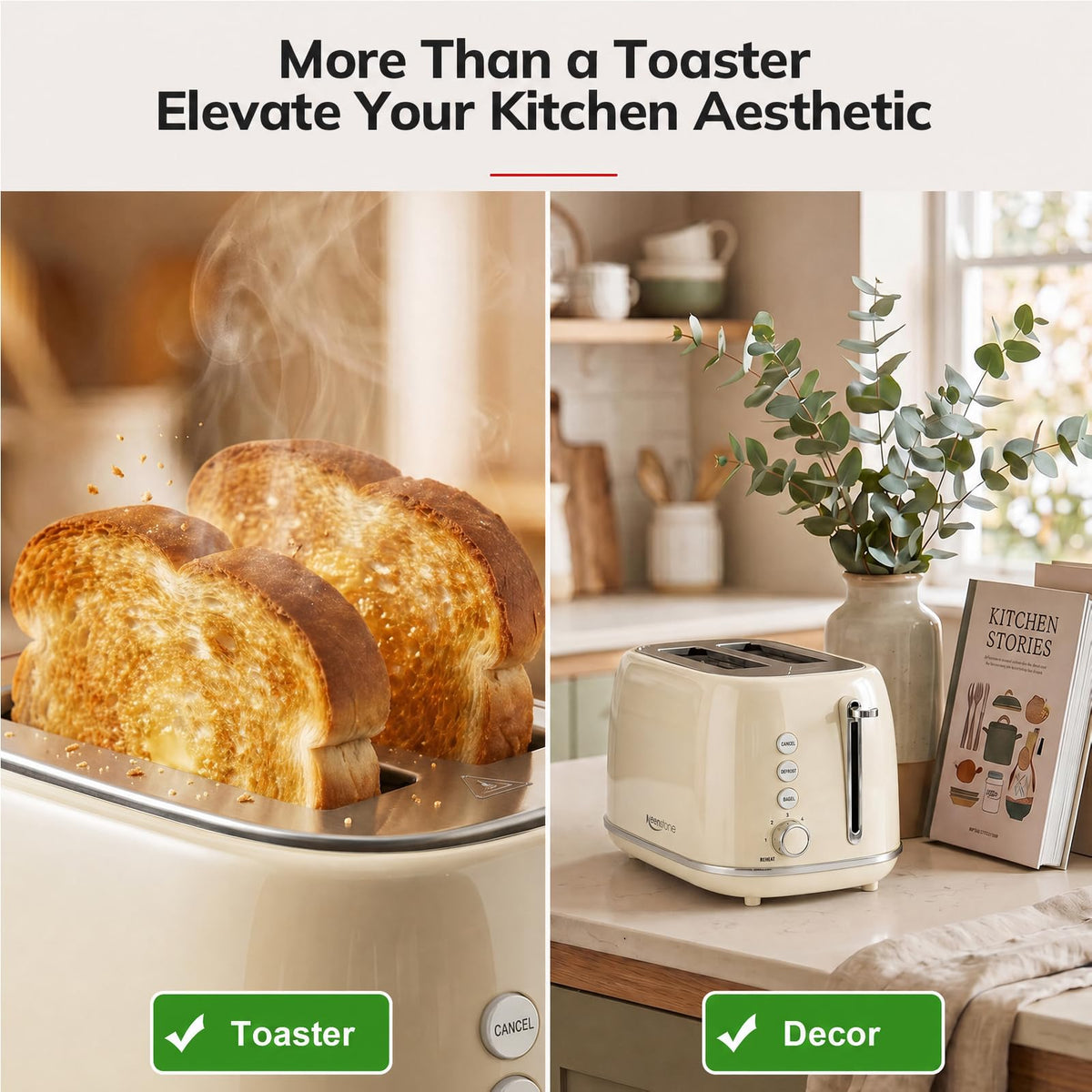 Retro 2-Slice Stainless Steel Toaster with 6 Browning Settings