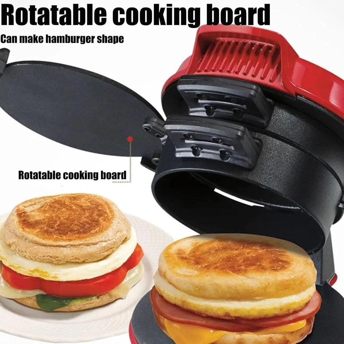 Electric Burger & Breakfast Sandwich Maker with Nonstick Griddle