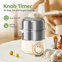 2-Tier Stainless Steel Egg Cooker & Vegetable Steamer with Timer