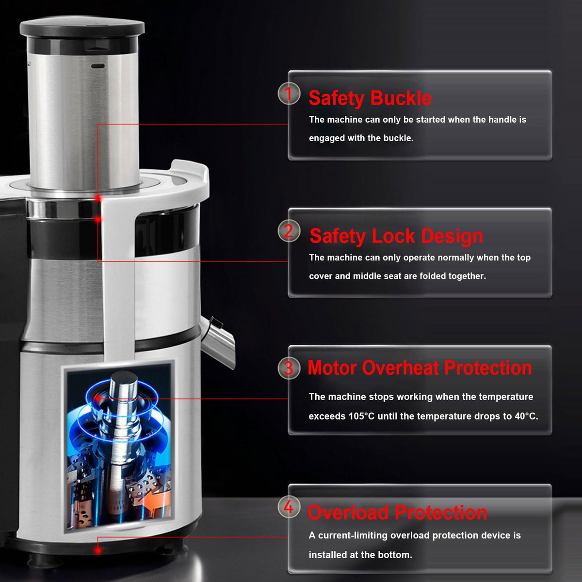 1250W Centrifugal Juicer with 3.34-Inch Wide Feed Chute