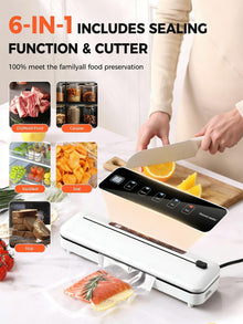 Vacuum Sealer Machine 75KPa, 6-in-1 Dry/Moist Modes, Digital Timer