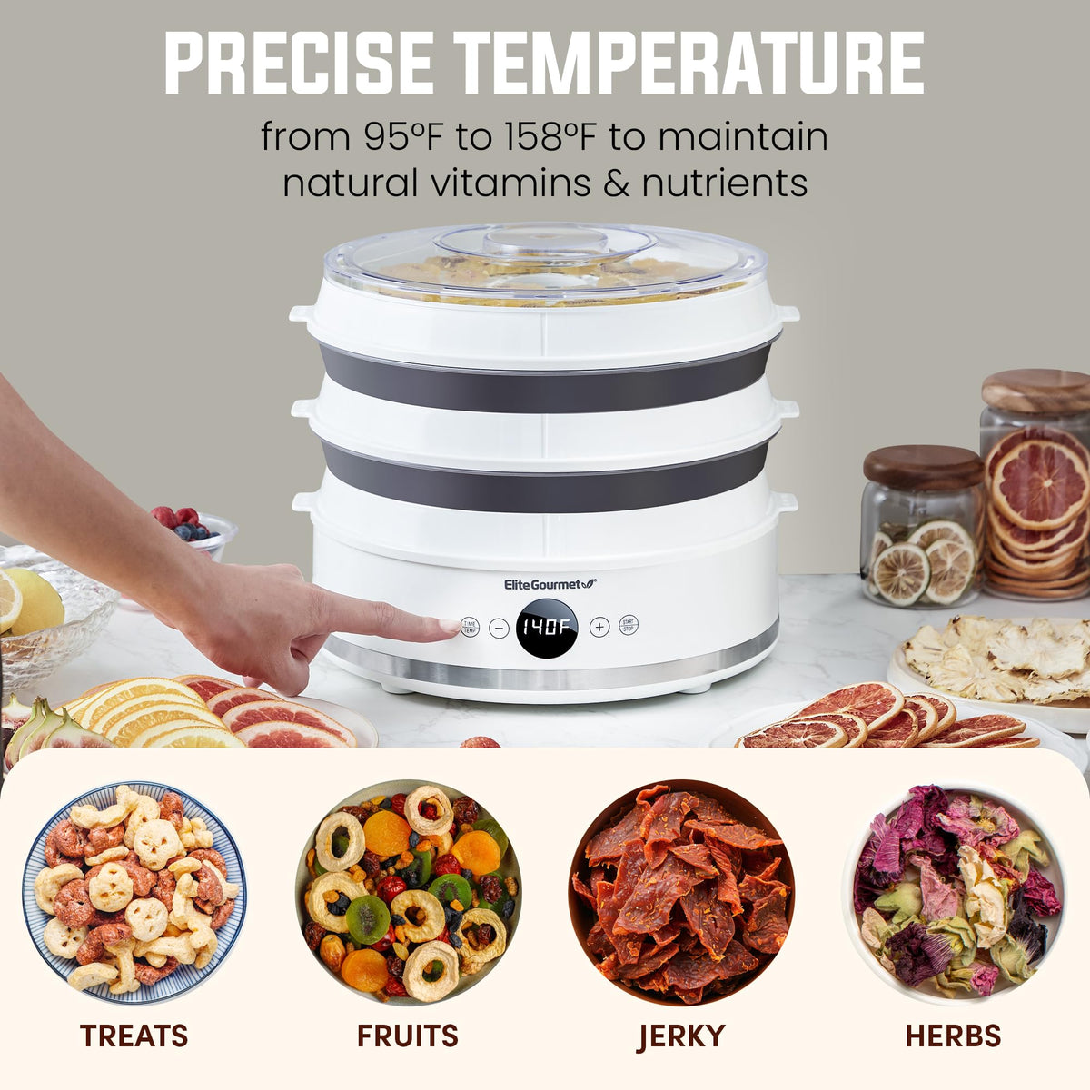 Digital Food Dehydrator with 5 Trays & Adjustable Timer