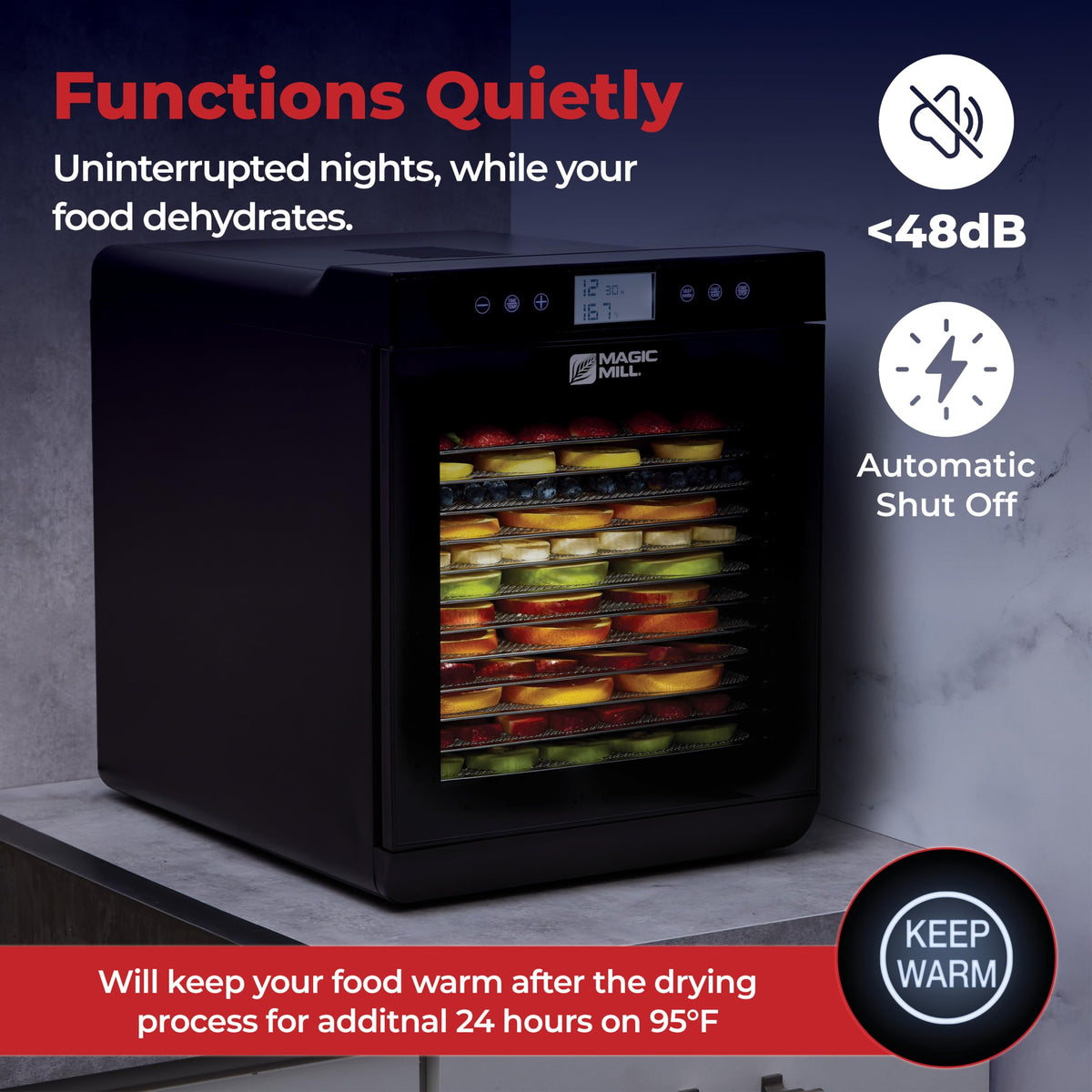 Digital Food Dehydrator with 48-Hour Timer & Adjustable Temperature