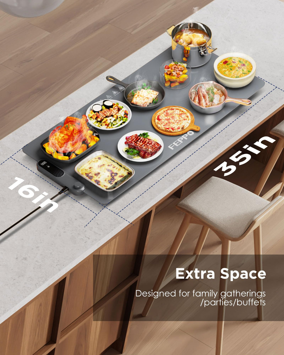 FEPPO XXL 35”x16” Food Warming Mat