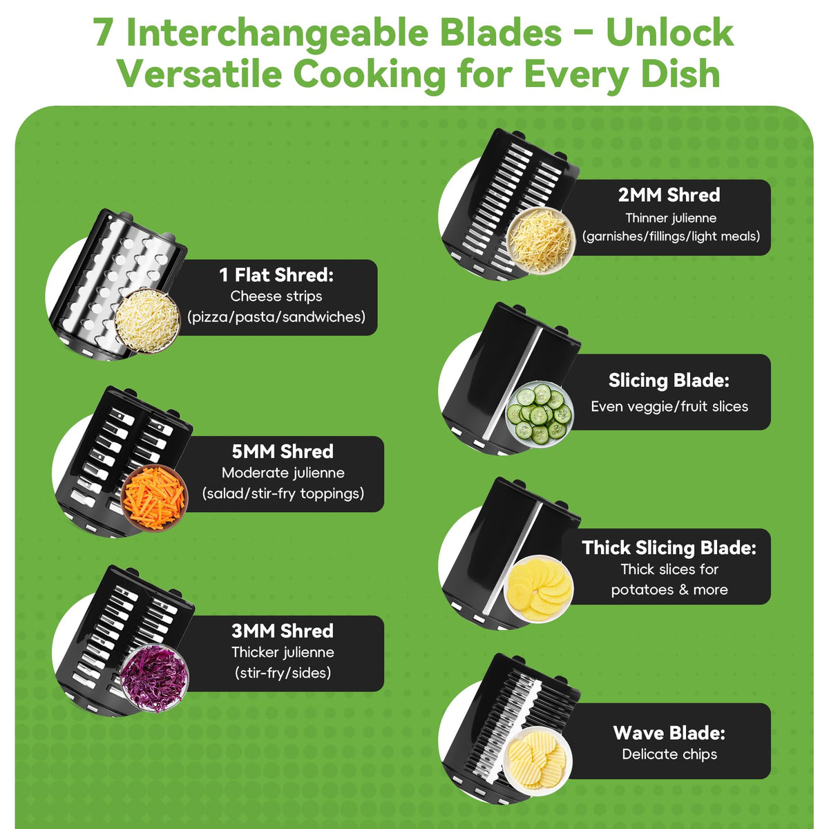 7-in-1 Electric Cheese Grater, Slicer & Shredder