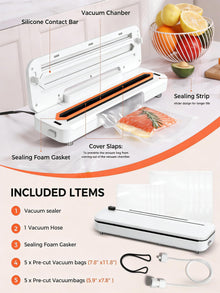 Vacuum Sealer Machine 75KPa, 6-in-1 Dry/Moist Modes, Digital Timer