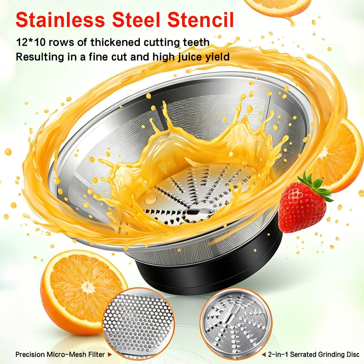 1250W Centrifugal Juicer with 3.34-Inch Wide Feed Chute