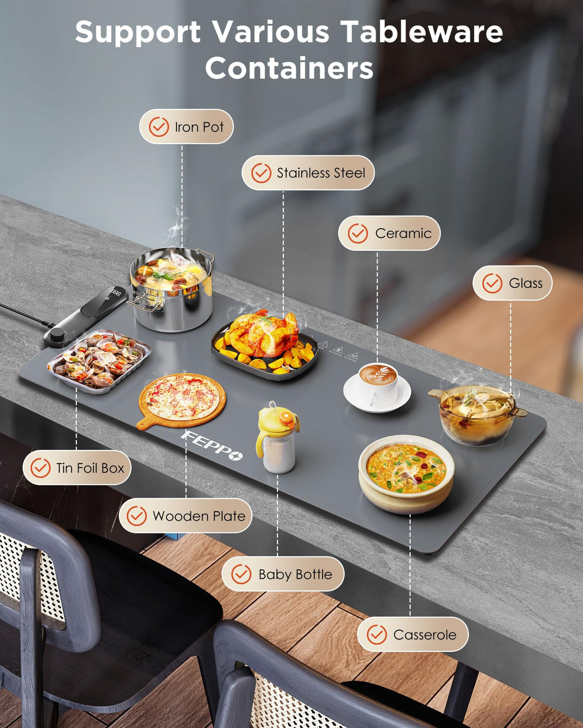 FEPPO XXL 35”x16” Food Warming Mat